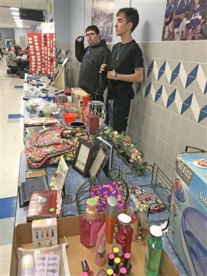 Students displaying gifts for the Holiday Shop